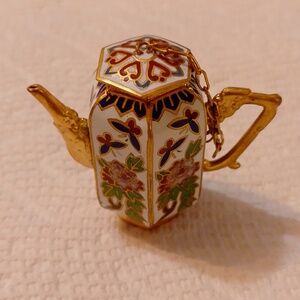 NEW Vintage Cloisonne Mini Teapot Tea Pot Ornament